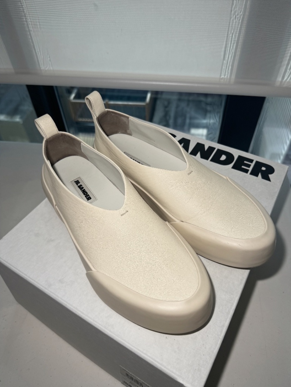 Jil Sander Leather Slip-On Sneakers White/Cream EU 41 with Box